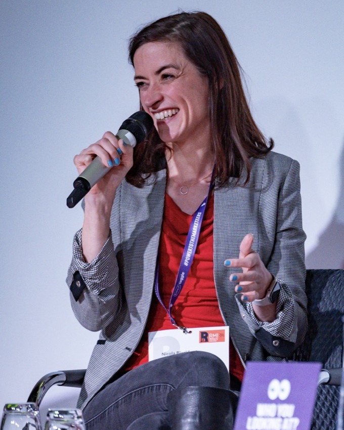 Nicola Blackford speaking on a panel